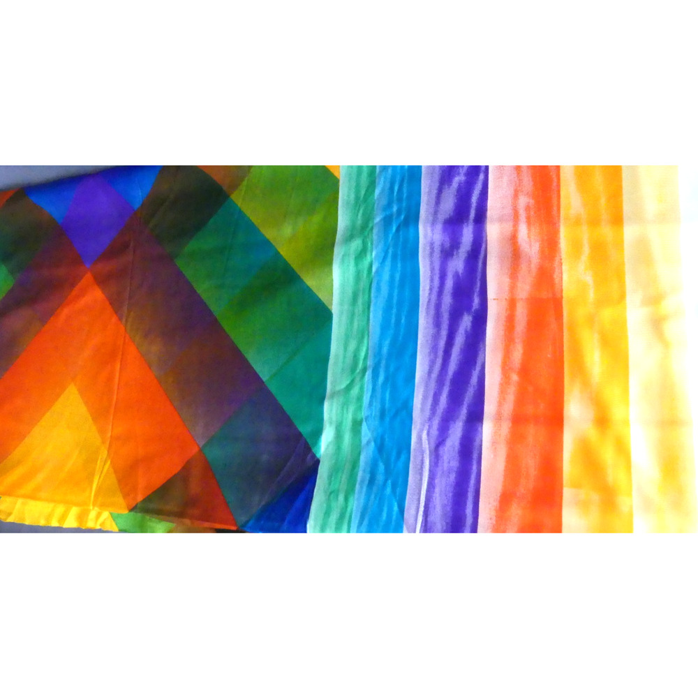 1960's Abstract Bright Color Fabric Polyester Vivid Stripe Diagonal 45" x‎ 94"